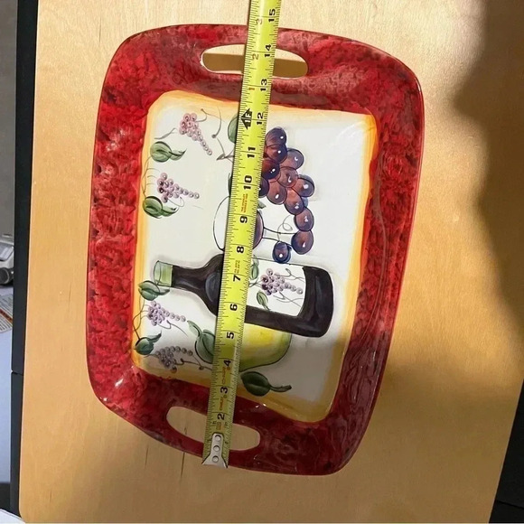 Mediterranea Le Ceramiche Rectangular Tray Wine Grapes Serving Party Charcuterie - Picture 6 of 10